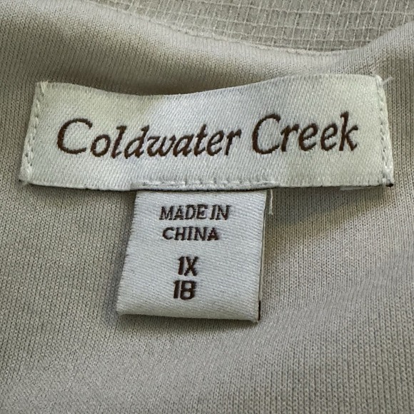Coldwater Creek 18 1X Shirt Top Beige Solid Sleeveless Scoop Neck Sequins Womens - Picture 5 of 7